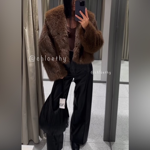 Zara FAUX FUR SHORT COAT - Picture 8 of 16